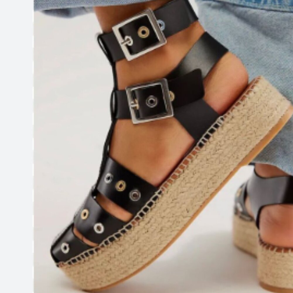 LAST one! new FREE PEOPLE Gable  Leather Gladiator Espadrille Sandals  (…